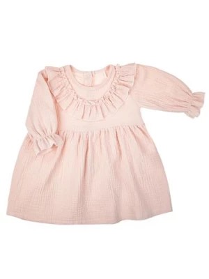 Zdjęcie produktu Muślinowa sukienka z długim rękawem dla dziewczynki w kolorze różowym Nicol
