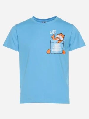 Zdjęcie produktu Niebieska Koszulka T-shirt z Nadrukiem z Kotem Palialia