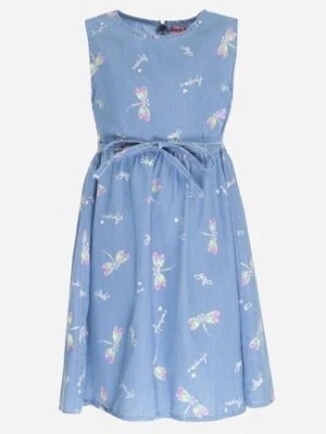 Zdjęcie produktu Niebieska Sukienka Bawełniana z Wiązanym Paskiem Yalephne
