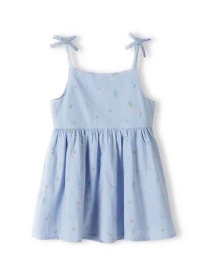 Zdjęcie produktu Niebieska sukienka na ramiączka bawełniana- kwiaty Minoti