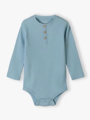 Zdjęcie produktu Niebieskie body niemowlęce z dzianiny prążkowanej - długi rękaw 5.10.15.