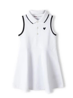 Zdjęcie produktu Niemowlęca sukienka polo z wyciętymi rękawami- biała Minoti