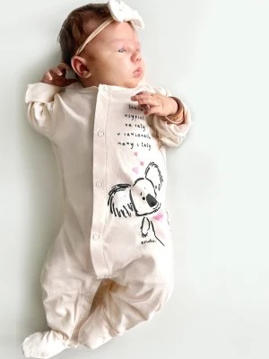 Zdjęcie produktu Pajac z długim rękawem dla dziecka do 2 lat, z misiem koala, pudrowy  różowy Endo