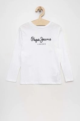 Zdjęcie produktu Pepe Jeans longsleeve bawełniany dziecięcy New Herman kolor biały z nadrukiem