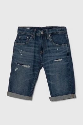 Zdjęcie produktu Pepe Jeans szorty jeansowe dziecięce SLIM SHORT REPAIR JR kolor granatowy regulowana talia