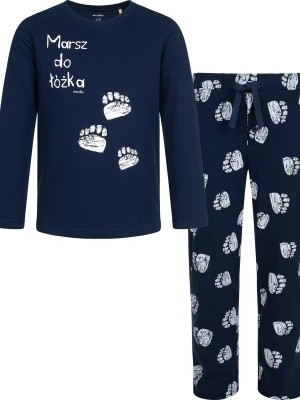 Zdjęcie produktu Piżama dla dziewczynki lub chłopca, uniwersalna, z napisem marsz do łóżka, granatowa 3-8 lat Endo