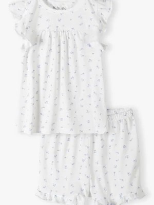 Zdjęcie produktu Piżama dziewczęca biała w kwiatki - 5.10.15.
