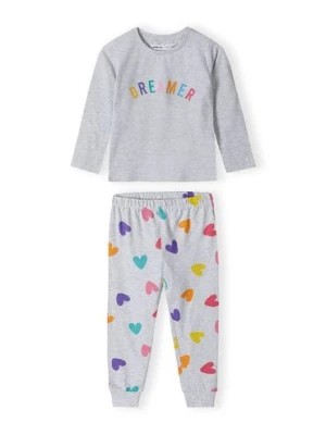 Zdjęcie produktu Piżama z długim rękawem oraz kolorowym napisem i spodniami w serca dla dziewczynki Minoti