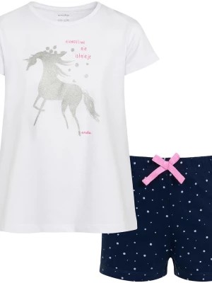 Zdjęcie produktu Piżama z krótkim rękawem dla dziewczynki, z jednorożcem, z napisem niemożliwe nie istnieje, biała, 2-8 lat Endo