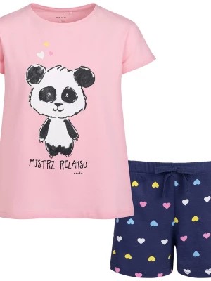 Zdjęcie produktu Piżama z krótkim rękawem dla dziewczynki, z misiem panda, różowa 9-13 lat Endo