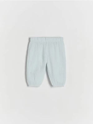 Zdjęcie produktu Reserved - Spodnie z bawełnianego muślinu - jasnoniebieski