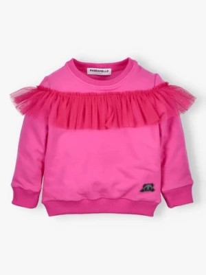 Zdjęcie produktu Różowa bluza dla dziewczynki z tiulową falbanką PANDAMELLO