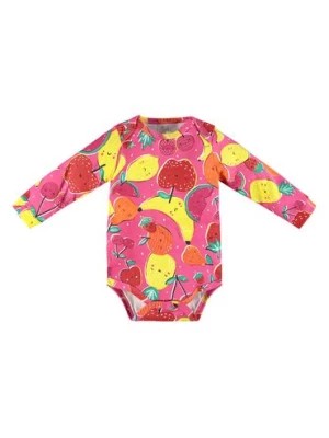 Zdjęcie produktu Różowe bawełniane body niemowlęce w owoce z długim rękawem Up Baby