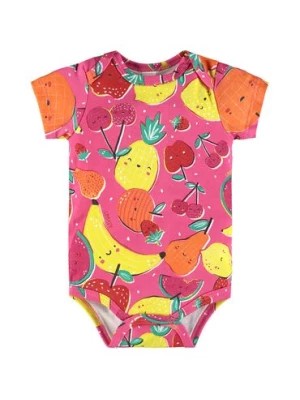 Zdjęcie produktu Różowe bawełniane body niemowlęce w owoce z krótkim rękawem Up Baby