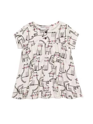 Zdjęcie produktu Sukienka na lato dla niemowlaka ecru w koty Minoti