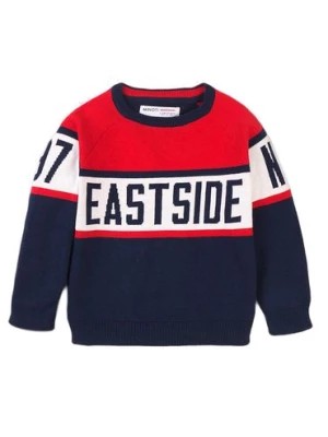 Zdjęcie produktu Sweter chłopięcy z okrągłym dekoltem oraz napisem Eastside Minoti