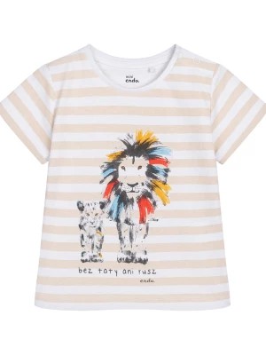 Zdjęcie produktu T-shirt dla dziecka do 2 lat, z dużym i małym lwem, w paski Endo