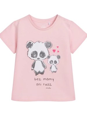 Zdjęcie produktu T-shirt dla dziecka do 2 lat, z misiami panda, jasnoróżowy Endo