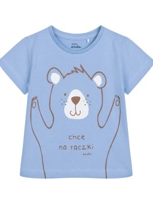 Zdjęcie produktu T-shirt dla dziecka do 2 lat, z misiem i napisem Chcę na rączki, błękitny Endo