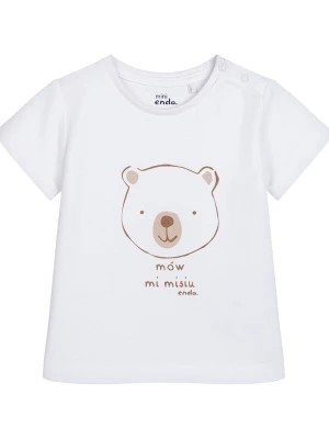 Zdjęcie produktu T-shirt dla dziecka do 2 lat, z misiem i napisem Mów mi misiu, biały Endo