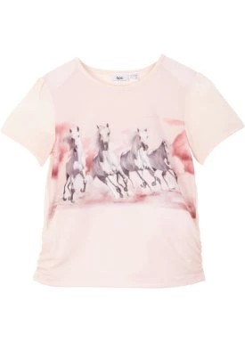 Zdjęcie produktu T-shirt dziewczęcy z fotodrukiem z motywem koni bonprix