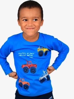 Zdjęcie produktu T-shirt z długim rękawem dla chłopca, z autami, niebieski 4-8 lat Endo
