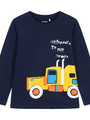 Zdjęcie produktu T-shirt z długim rękawem dla chłopca, z ciężarówką, granatowy 2-8 lat Endo