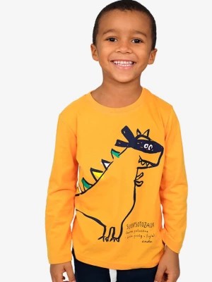 Zdjęcie produktu T-shirt z długim rękawem dla chłopca, z dinozaurem, żółty 2-8 lat Endo