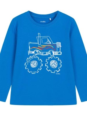 Zdjęcie produktu T-shirt z długim rękawem dla chłopca, z dużym autem, niebieski 4-8 lat Endo