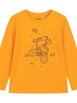 Zdjęcie produktu T-shirt z długim rękawem dla chłopca, z kosmonautą na rowerze, żółty 4-8 lat Endo