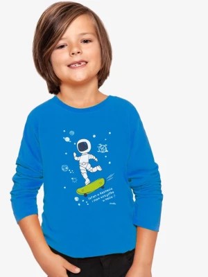 Zdjęcie produktu T-shirt z długim rękawem dla chłopca, z kosmonautą, niebieski 4-8 lat Endo