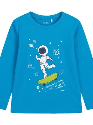 Zdjęcie produktu T-shirt z długim rękawem dla chłopca, z kosmonautą, niebieski 9-13 lat Endo