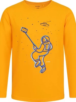 Zdjęcie produktu T-shirt z długim rękawem dla chłopca, z kosmonautą, pomarańczowy, 4-8 lat Endo