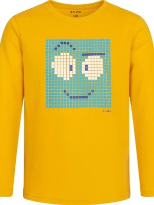 Zdjęcie produktu T-shirt z długim rękawem dla chłopca, z motywem komputerowym, pomarańczowy, 3-8 lat Endo