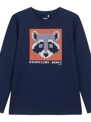 Zdjęcie produktu T-shirt z długim rękawem dla chłopca, z napisem kosmiczny gracz, granatowy 9-13 lat Endo