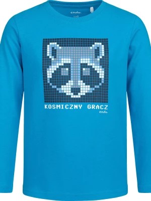 Zdjęcie produktu T-shirt z długim rękawem dla chłopca, z napisem kosmiczny gracz, niebieski 3-8 lat Endo