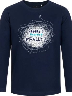 Zdjęcie produktu T-shirt z długim rękawem dla chłopca, z napisem nikt nie jest doskonały, granatowy, 2-8 lat Endo