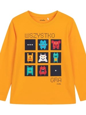 Zdjęcie produktu T-shirt z długim rękawem dla chłopca, z napisem wszystko gra, żółty 9-13 lat Endo