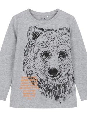 Zdjęcie produktu T-shirt z długim rękawem dla chłopca, z niedźwiedziem, szary 9-13 lat Endo
