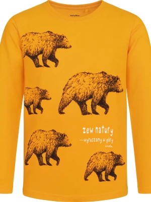 Zdjęcie produktu T-shirt z długim rękawem dla chłopca, z niedźwiedziem, żółty 4-8 lat Endo