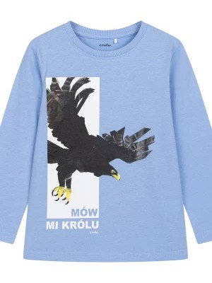 Zdjęcie produktu T-shirt z długim rękawem dla chłopca, z orłem i napisem mów mi królu, błękitny 4-8 lat Endo