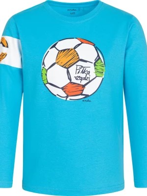 Zdjęcie produktu T-shirt z długim rękawem dla chłopca, z piłką i opaską kapitana, niebieski, 9-13 lat Endo