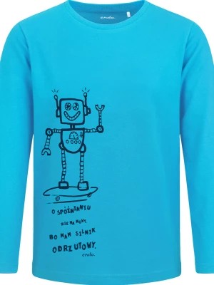 Zdjęcie produktu T-shirt z długim rękawem dla chłopca, z robotem, niebieski 3-8 lat Endo