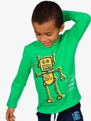 Zdjęcie produktu T-shirt z długim rękawem dla chłopca, z robotem, zielony 3-8 lat Endo