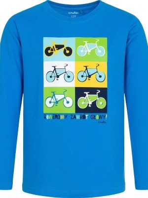 Zdjęcie produktu T-shirt z długim rękawem dla chłopca, z rowerami, niebieski, 9-13 lat Endo
