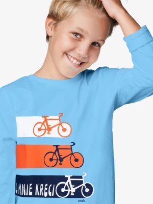 Zdjęcie produktu T-shirt z długim rękawem dla chłopca, z rowerami, niebieski, 9-13 lat Endo