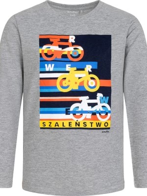 Zdjęcie produktu T-shirt z długim rękawem dla chłopca, z rowerami, szary, 9-13 lat Endo