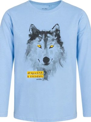 Zdjęcie produktu T-shirt z długim rękawem dla chłopca, z wilkiem, niebieski 9-13 lat Endo