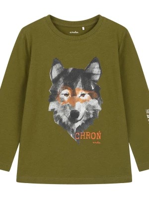 Zdjęcie produktu T-shirt z długim rękawem dla chłopca, z wilkiem, zielony 3-8 lat Endo
