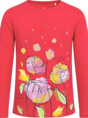 Zdjęcie produktu T-shirt z długim rękawem dla dziewczynki, z kwiatami, ciemnoróżowy 9-13 lat Endo